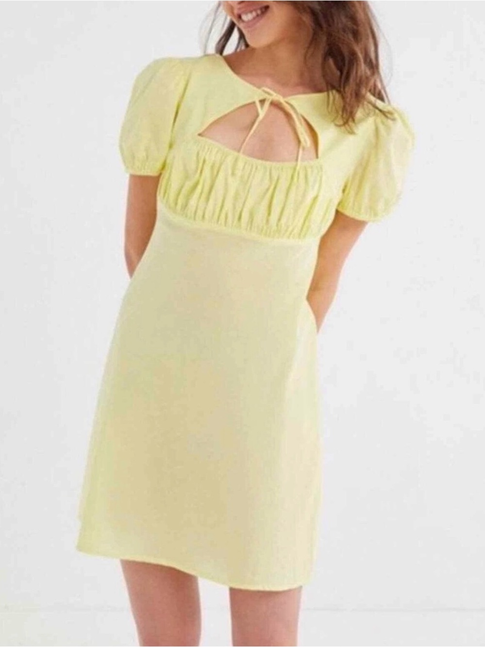NWOT Urban Outfitters Winnie Yellow Cut-Out Mini Dress XL